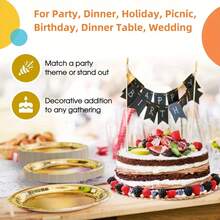 100pcs High Quality Paper Plates, Suitable For Birthday Cakes, Baking Trays, Cake Stands, Paper Plates And Party Supplies - Gold - View 10