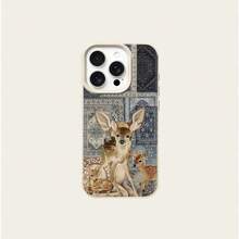 1个TPU材质复古优雅蓝色小鹿拼接图案手机壳，兼容苹果17 Pro Max/17/16 Pro Max/15/13/12/11、S20 FE/A15/S24/A55、Note 11/Note 12/Note 13 Pro，全包软保护套 - 白色 - 查看 5