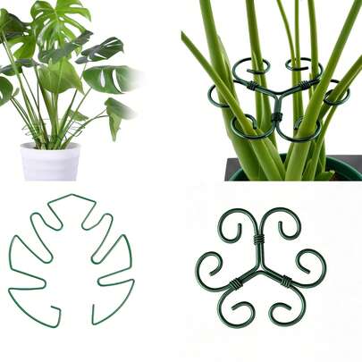 1 Set (1 / 2 PCS) Monstera Plant Support Rack, Flower And Leaf Shape Plant Accessories Stable Plant Stem Support Stakes Monstera Support Stand, Tortoise Shell Bamboo Clamp, Unique And Durable Design Fit For Indoor And Outdoor Gardening Climbing Plants, Ideal Plant Support For Healthy Growth, Support For Plants In Plant Pot, Flower Pot, Durable Stabilizer Grapple Holder For Growing Climbing Plant Care Thriving Growth