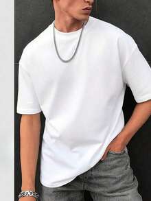 Men's Fashionable Loose Fit Short Sleeve T-Shirt |   Exquisite Design |   Summer Essential |   Easy To Match |   Showcase Your Style Anti-Wrinkle Cotton T-Shirt - trắng - Xem 7