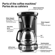Taurus Velvet Digital Coffee Maker, 12 Cups, Black - Black - View 4