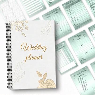1pc A5 Size Wedding Planner Notebook - Elegant Wedding Planning & Guest Book, Suitable For Wedding Preparation, Bridal Shower, Engagement Diary, Perfect Gift For Brides-To-Be (8.27 X 5.71 Inches / A5 Size)