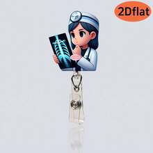 1pc Cute Nurse Cartoon Retractable Badge Holder, Durable Acrylic Material, 360 Degree Rotation, Suitable For Office, Teachers And Medical Staff - 1pcs - View 21