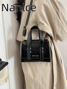 New Casual Women's Handbag, Korean Fashion One Shoulder Crossbody Bag, Large Capacity Chic Minimalist Tote - Black - View 5