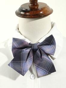 1件女士休闲格纹条纹领结，适合约会、日常穿着、上学、拍照、旅行等场合。 - 彩色 - 查看 4