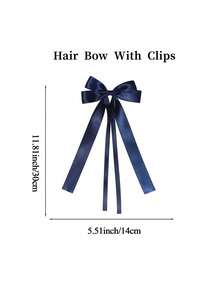 1Pc 5.5 Inch Hair Bow Fashionable Teens Girl Tassel Ribbon Bowknot Hair Bows With Clips With Small Long Tail For Festivals Party - A - View 4