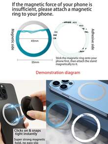 极简纯色磁吸伸缩可拆卸手机支架，便携式桌面支架，兼容、安卓手机，生日礼物，送给家人朋友的礼物，生日伸缩手机支架 - 彩色 - 查看 8