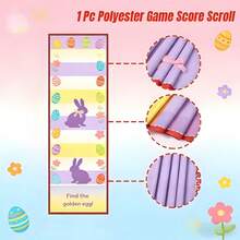 1pc-Aster Party Game Tablecloth - Rollable Egg Rolling Competition Mat, Digitally Printed Polyester For Kids Activities, Family Gatherings & Holiday Events - Multicolor - View 13