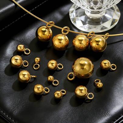 20 Pcs 304 Stainless Steel Spherical Pendants, Diameters 0.3/0.4/0.5/0.6/0.8 Cm, Suitable For DIY Jewelry Making, Earrings, Pendants, And Accessories.