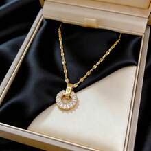 Non-Fading Gold Circular Pendant Necklace, Versatile Commuting Elegant Necklace - Multicolor - View 3