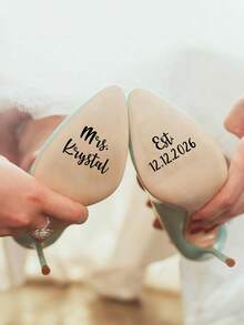 1/6/12pcs Custom Wedding Shoe Decal,Customize Text,Surname & Date Bridal Shoe Sticker,Personalized Wedding Name And Date Bridal Shoe Decal - Multicolor - View 4