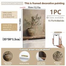 1 Stück gerahmte Leinwandkunst, Olivenbaum und Vintage Vase Leinwanddruck, moderne Wanddekoration, geeignet für Wohnzimmer, Schlafzimmer, Büro, Nahost-Heimdekoration, Raumdekoration Ästhetik, Retro-Bauernhaus-Stil dekorativer Poster, Frühlingsdekoration - Olivenbaum - Übersicht 27