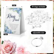 Ring Hunt Bridal Shower Game, Bridal Shower Ring Game, Something Blue Before I Do Decorations, Blue Floral Sign With 30 Metal Rings -RGHUNT03 - 如圖所示 - 查看 2