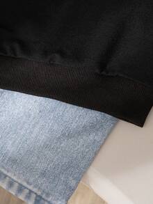 女童休闲纯色蝴蝶结装饰长袖上衣和裤子两件套，常规版型，适合春秋季穿着 - 黑色 - 查看 7