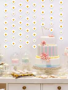 两套波西米亚风雏菊派对装饰，包括波西米亚雏菊纸花环、白色花朵彩旗、嬉皮风挂饰，适用于婚礼、生日派对、新娘送礼会、复古嬉皮派对、母亲节装饰、家居装饰、毕业派对，清新白色 - 白色 - 查看 5