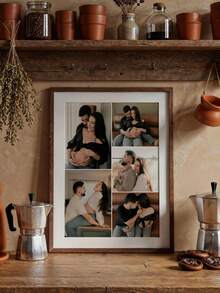 1pc Framed Personalized Custom 5 PhotoPhoto Collage Canvas, Rustic Farmhouse Wall Art With Wrapped Wood Frame, Wedding Gift, Multi-Purpose Wall Decoration For Commemorative Murals Of Couples, Family Members Or Friends, Vintage Style Artwork, Perfect For Room Decor - Multicolor - View 4