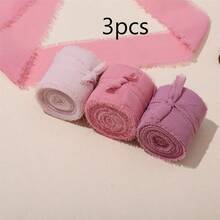 Romantic Pink Chiffon Ribbon, 3-Roll Set For Valentine's Day Decor - 彩色 - 查看 11