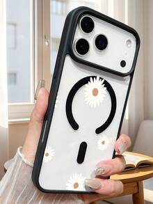 1pc White Daisy Floral Pattern Magnetic Phone Case Aesthetic Botanical Art Design Elegant For Flower Lover Birthday Bestie Compatible With Iphone 17 Pro Max 17pro 17Air 17 16 15 14 13 12 11 X XS XSMAX Plus Pro ProMax S25Ultra S25 S24 S23FE S22 Plus FE Case - 粉色 - 查看 5