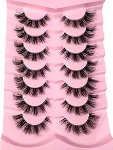 New 7 Pairs 3D Fluffy Lashes Clear Band Eyelashes Cat Eye False Eyelashes Short Soft 3d Faux Mink Eyelashes Soft Natural Makeup Manga False Eyelash Strip Lashes, Lashes, Eyelashes, Daily Wear For Stage Parties Fake Lashes - Lông mi  mắt mèo - Xem 4