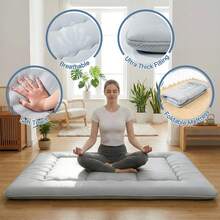 Japanese Floor Mattress Futon Mattress, 4-Inch Twin Thicken Tatami Mat Sleeping Pad Foldable Roll Up Mat Boys Girls Dormitory Pad Kids Floor Lounger Pillow Bed - 灰色 - 查看 7