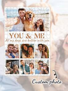 1pc Customized Puzzle, Personalized Valentine's Day Photo Puzzle, Photo Customized Puzzle, Complete The Puzzle With Your Favorite Photos, Valentine's Day Gift, Birthday Gift, Anniversary Gift, Couple Gift, Home Decor, Collectible, Reusable, Cute, High Quality, Birthday Gift, Wedding Anniversary, Graduation Memento, Mother's Day Father's Day Gift - Multicolor - View 3