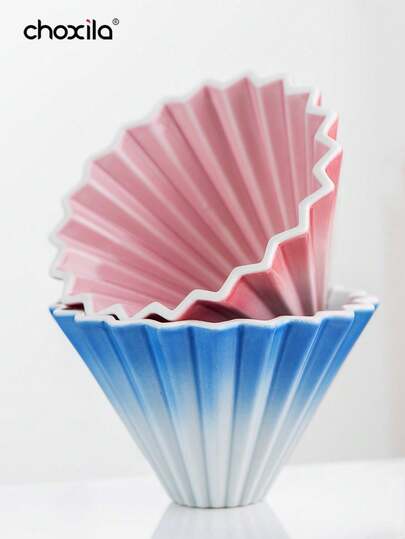 1pc Ceramic Cone Drip Coffee Cup, Ombre Color Coffee Filter Cup With Stand Funnel Drip Coffee Pot, Coffee Accessories Tool, New Semester Stationery