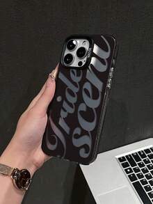 1 pieza Funda protectora para teléfono con estampado de escritura de hierba vintage y diseño estético Y2K para mujeres, compatible con iPhone 15/14/13/12 Series, resistente a golpes, se ajusta a 17 Pro Max, 16, 17 Pro, 14 Plus, 15, 17 Pro, 16 Pro Max, 15 Pro Max, 17 Pro Max - Negro - Ver 5