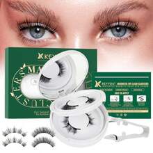DReusable Magnetic Eyelashes 2 Pair With Applicator No Glue Needed 3D Natural Magnetic Lashes Easy To Apply And Long Lasting For Daily Use And Events A01+A03 - MagneticEyelashesA01A03 - View 2