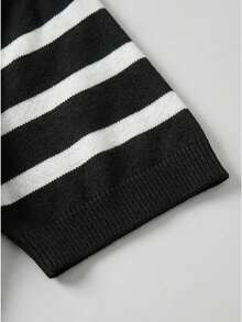 GRDR Men's Summer Knit Striped Short Sleeve Sweater, Versatile For Summer Socializing And Dining - Black - View 10