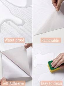 1卷黑白经典木纹贴纸，自粘式高品质壁纸，适用于厨房台面、橱柜、桌子、墙面翻新，光面防油墙贴 - 白木紋 - 查看 4