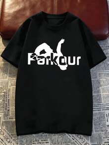 Urban Parkour Graphic Streetwear Tee Quality Fabric, Loose Fit, Casual, Breathable, New Arrival - Black - View 2