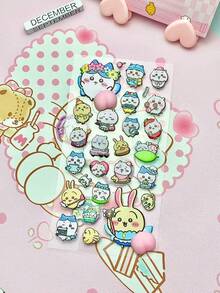 Novos adesivos antiestresse 3D em relevo com desenhos animados fofos - Ideais para decorar o celular das crianças, ótimos para presentear e usar em casa, festas, aniversários e outras ocasiões. Super estilosos! - Multicolorido - Ver 7