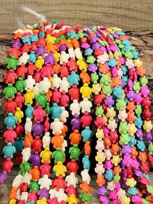 Bunte türkisfarbene Schildkröten Perlen für Schmuckherstellung - 30/23 Stück kleine und große Steinperlen im bohemien-Vintage-Stil, geeignet für DIY Halsketten, Armbänder und andere Schmuckherstellung, Material für Bastler - Verschiedenfarbig - Übersicht 10