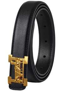 1pc Women Fashion Belt Women Luxury Designer Cowhide Belt Jeans PU Leather Belt Gold Buckle Belt Summer School Fall, Autumn, Halloween - Multicolor - View 16