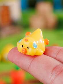 4pcs Cute Solid Color Mini Chicken & Lotus Leaf Micro Landscape Decor, Car Interior Dashboard Computer Screen Ornament, DIY Decorative Accessories - Fun Chick - View 6