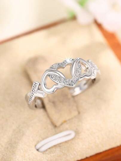 1 PC Pretty Cubic Zirconia Ring For Women For Valentine's Day Gift Wedding Anniversary Party Jewelry