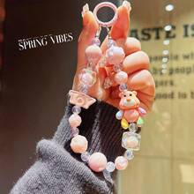 Nuevo cordón para teléfono con cuentas y dibujos animados, colgante de cuentas pintadas a mano, accesorio para bolso y llavero, regalo perfecto para cumpleaños, fiestas y temporadas - Multicolor - Ver 12