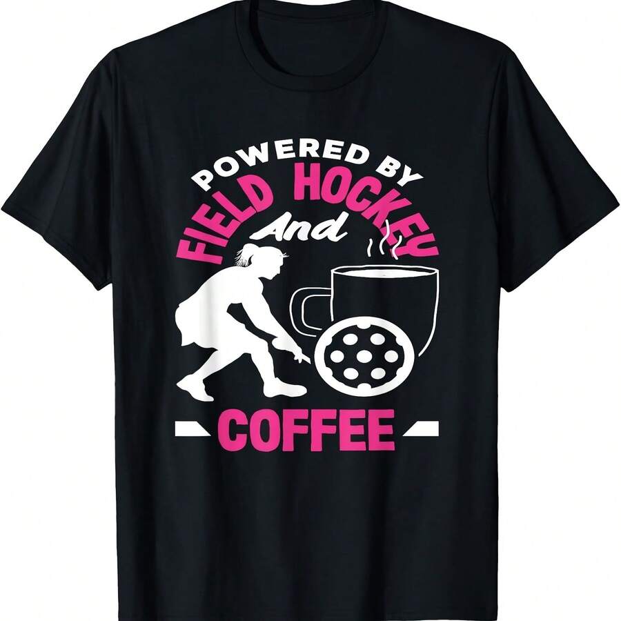 Camiseta con el logo de jugador de hockey sobre césped y café - Negro 2 - Ver 1