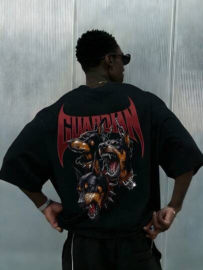  Fractyr Men's Fashionable Casual Street Style Rock & Hip Hop Loose Fit Short Sleeve T-Shirt | Racing Car & Mechanical Robot Element Printed | Exquisite Design | Essential Spring/Summer Item | Versatile All-Match Style | Best Gift For Friends | Showcase Unique Personality