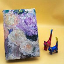 1pc Handmade Oil Painting Style Fabric Book Cover, Notebook Journal Fabric Book Sleeve, Gift For Book Lovers, Couples, Family - Single Piece - View 1