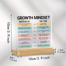 1 pieza Decoración motivacional de salud mental - Tablero de recordatorio de afirmación positiva y autocuidado, con base de madera, adecuado para oficina relajante, aula, decoración de escritorio del hogar - No se necesita electricidad, letrero acrílico fácil de limpiar, aplicable para asesoramiento, aula, lugar de trabajo - Pantalla de cita inspiradora plana 2D - Multicolor - Ver 5