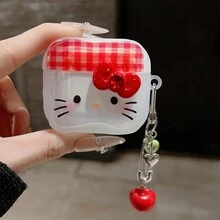 1 Set Thick Headphone Protective Case, Cute Cartoon Cat Design, Compatible With Apple 1/2/3/4/Pro/Pro 2/Pro 3. Perfect Gift For Girlfriend. - Red - View 11