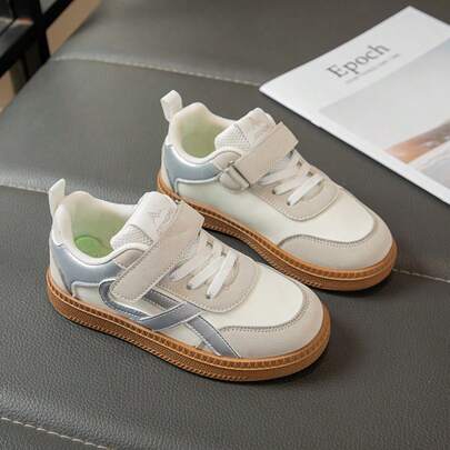 1双男女童复古魔术贴休闲鞋，易穿脱，轻便透气防滑，经典复古运动鞋，多种颜色可选