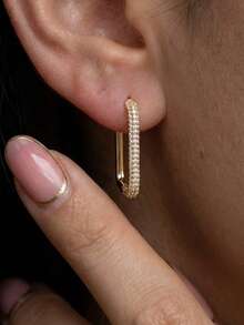 1 đôi bông tai hình chữ nhật đính đá Cubic Zirconia cầu vồng, mạ vàng và bạc, kiểu dáng hình học, trang sức lấp lánh nhiều màu sắc, quà tặng độc đáo cho phụ nữ. - Nhiều màu - Xem 3