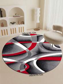 1件装现代时尚圆形地毯，灰色和红色抽象几何图案，可水洗，易清洁，舒适美观，适用于客厅、卧室、办公室、玄关、宿舍等场所，家居装饰地毯 - 彩色 - 查看 17