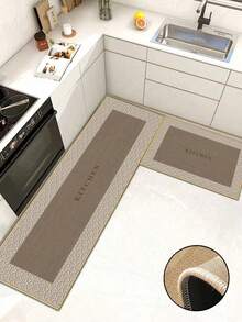 Tapis de cuisine en lin doux en caoutchouc épais de 3,5 mm, style simple moderne, tapis de cuisine absorbant avec bords cousus pour éviter l'écaillage, absorbant l'eau et facile à nettoyer, surface en lin avec milieu en mousse et fond en caoutchouc, convient pour la cuisine, la salle de bain, la buanderie, le couloir, le salon et d'autres espaces - Multicolore - Voir 10