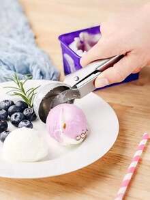 2-Piece Premium Ice Cream Scoop Set, Stainless Steel Ice Cream Scoops - With Release Trigger, Heavy-Duty Metal Material, Suitable For Fruits, Ice Cream, Frozen Yogurt And Sundaes, Including Small And Large Sizes, Essential Kitchen Supplies, Must-Have Tools For Cold Drinks - Bạc - Xem 4