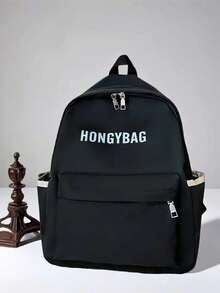 1pc Unisex Nylon Backpack, Minimalist & Fashionable Student School Bag, Versatile Travel Rucksack, Suitable For All Seasons - A - View 9