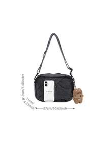 Fashionable Casual Denim Square Bag, Versatile Shoulder Bag, Unique Minimalist Crossbody Bag, Handbag, Easter - Black - View 2