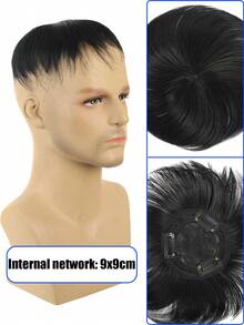 Men's Short Top Hair Wig, Used To Cover Gray Hair And Hair Loss Conceals Gray Hair And Bald Spots, Breathable Hairpiece - Black - View 11